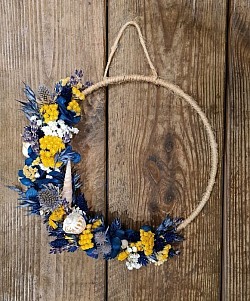 Tons blanc, bleu et jaune et coquillages